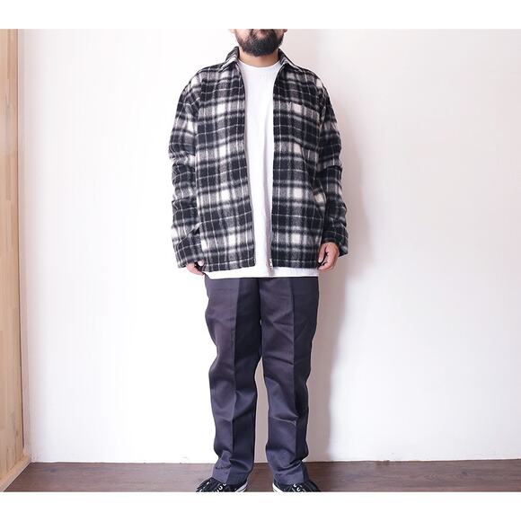 Maiden Noir Men’s Wool Alpaca Plaid Zip Jacket Large Black White Check Coat - Picture 13 of 13